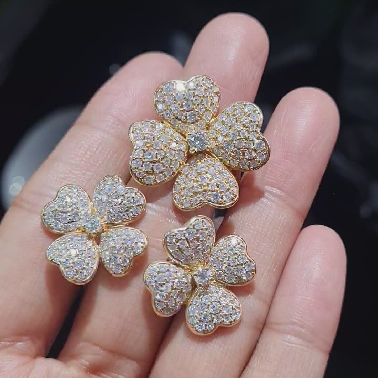 Golden Floral Statement Diamond Jewelry Set 14K