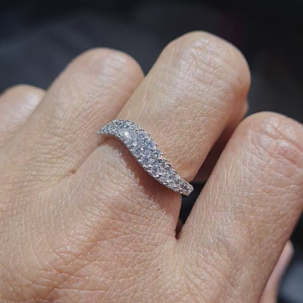 Classic Half Eternity Paved Band Diamond Ring 18K