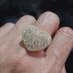 Classic Large Golden Heart Baguette Diamond Ring 14K