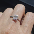 Classic Emerald Halo Diamond Ring 14K