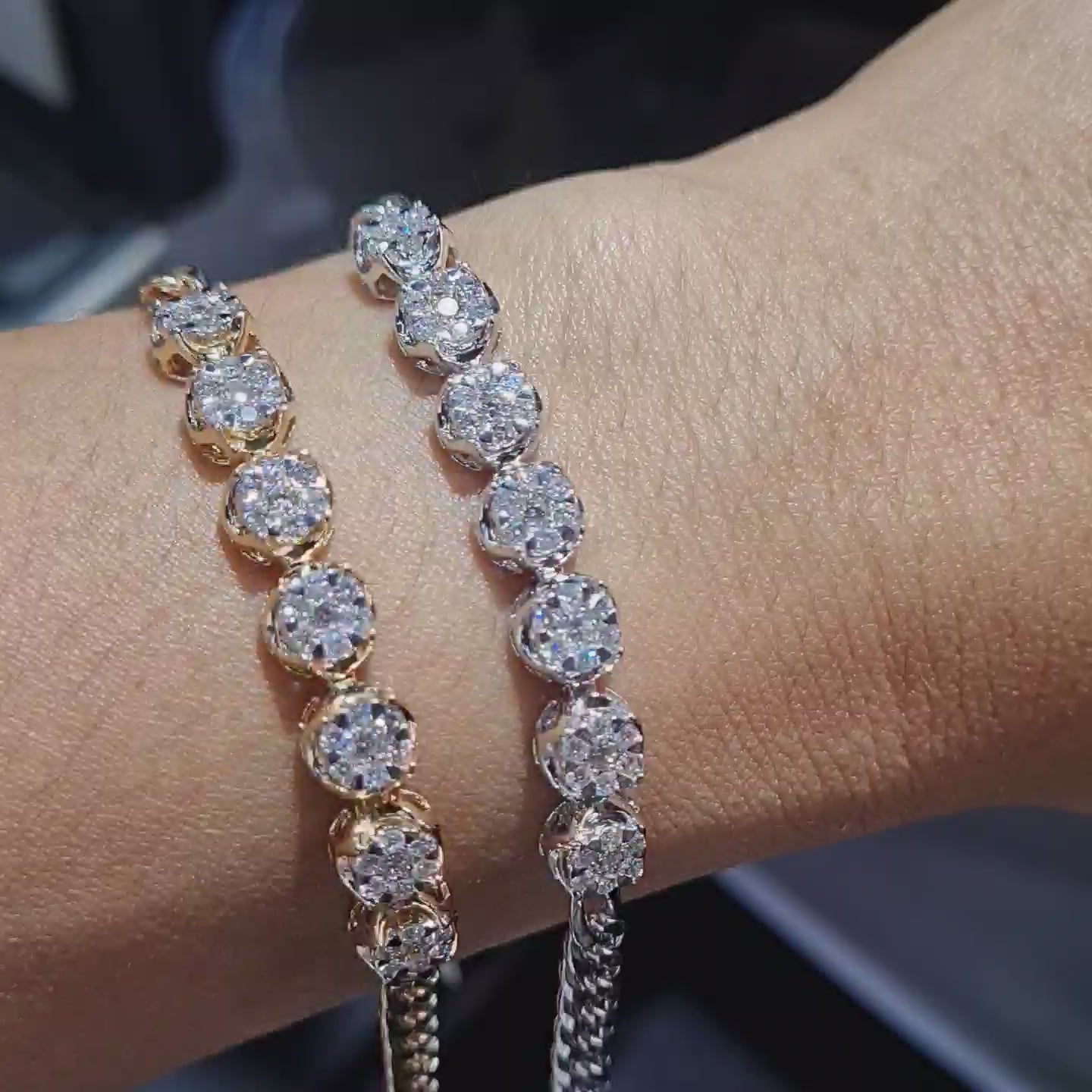 Half Eternity Invisible Settings Diamonds Bracelet 14K