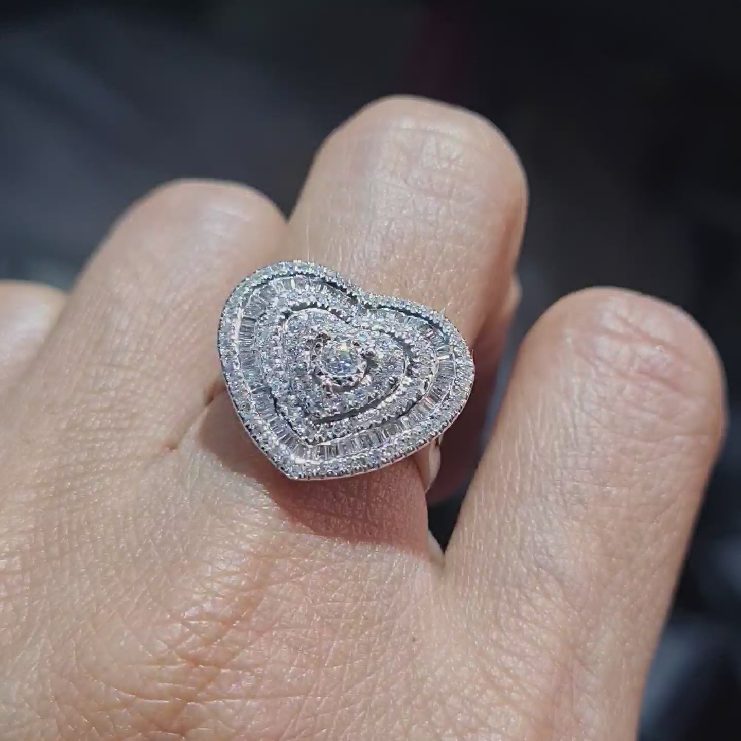 Classic Heart Double Halo Diamond Ring 14K