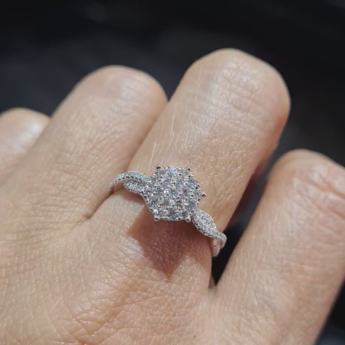 Classic Round Paved Diamond Ring 14K