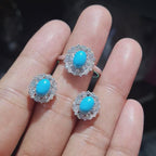 Turquoise Gemstones Diamond Jewelry Set 14K