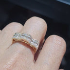 Golden Half Eternity Wave Diamond Ring 14K