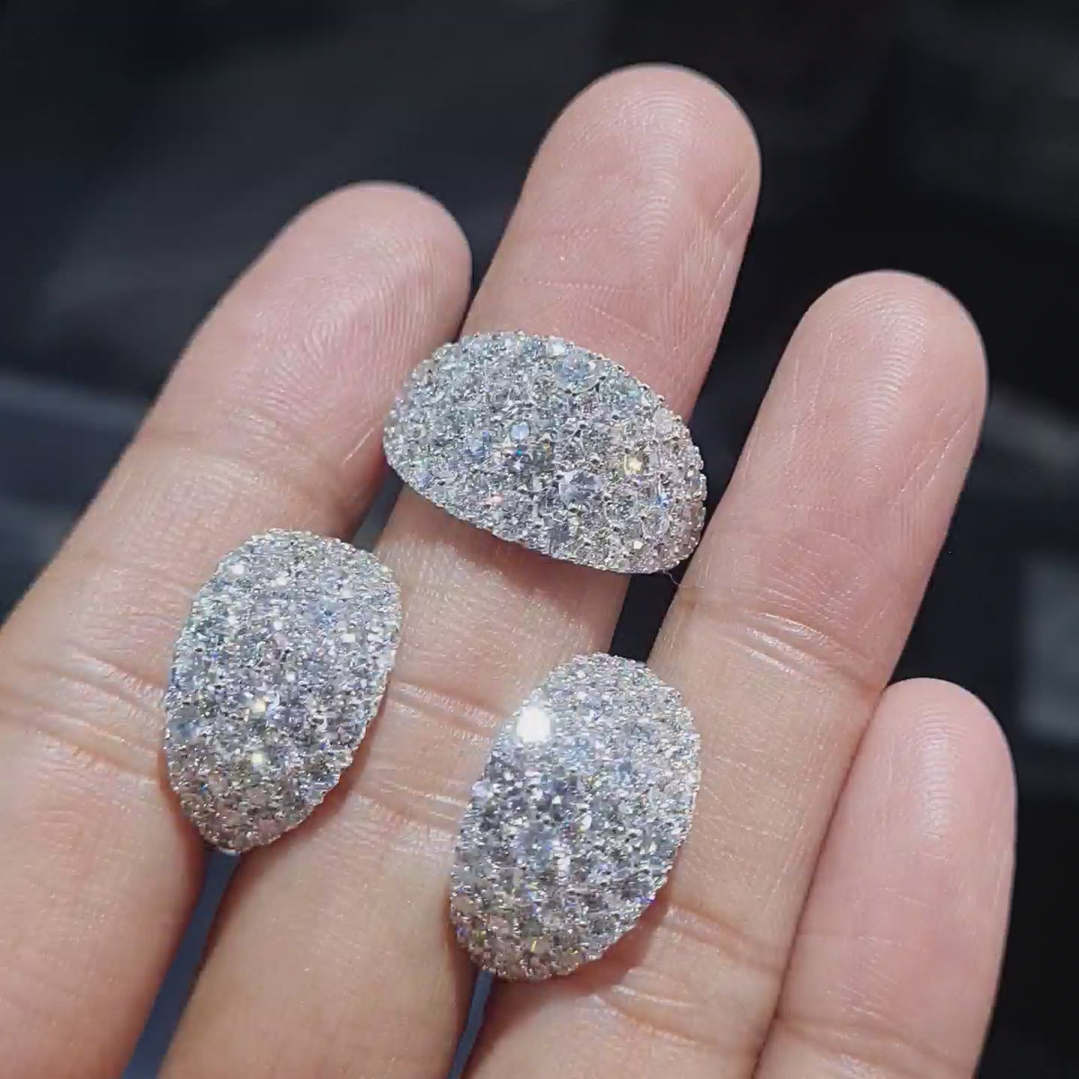 Classic Hoop Dome Paved Diamond Jewelry Set 14K