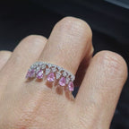 Crown Pink Sapphire Gemstones Diamond Ring 14K