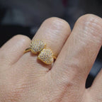 Classic Golden Heart Twin Diamond Ring 14K