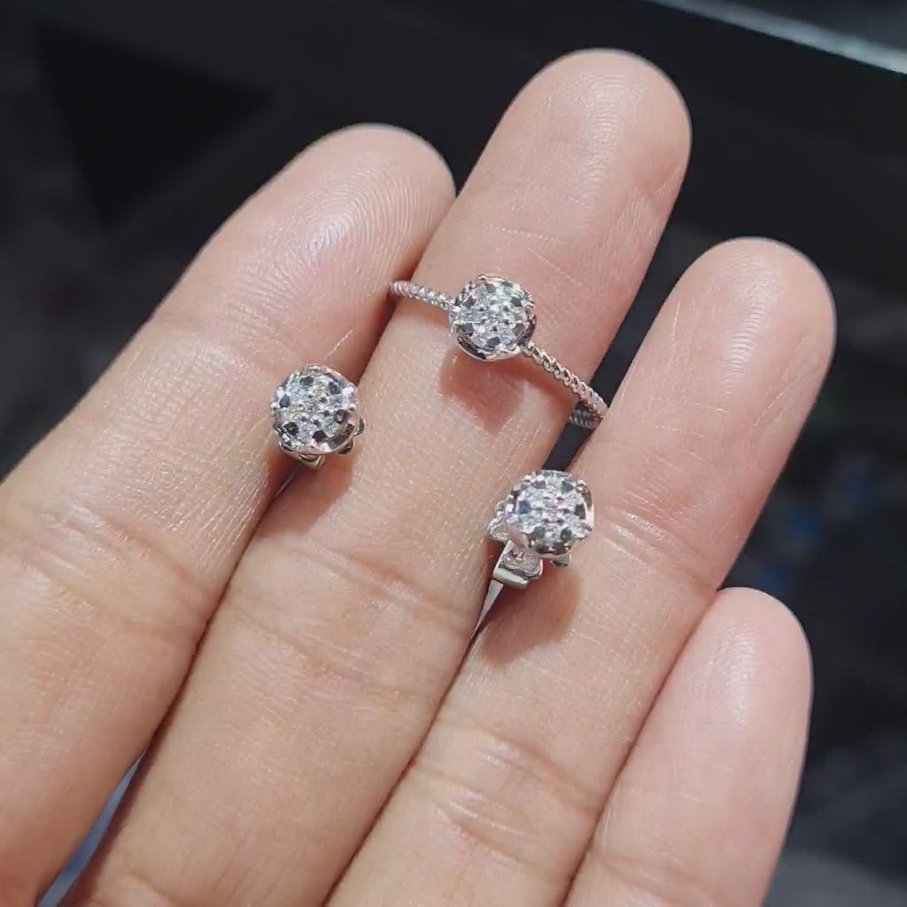 Dainty Round Diamond Jewelry Set