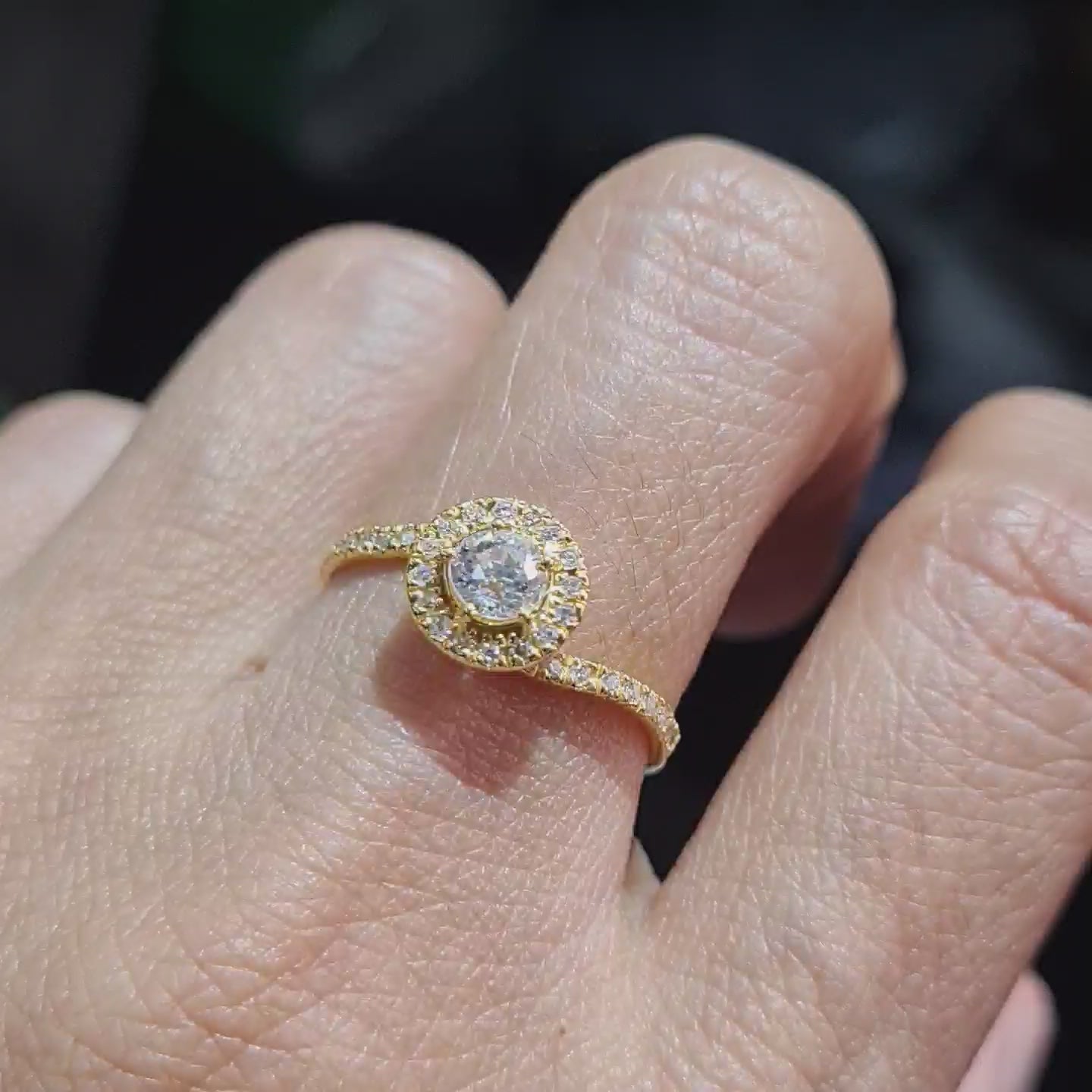 Classic 0.25ct Round Golden Paved Diamond Ring 14K