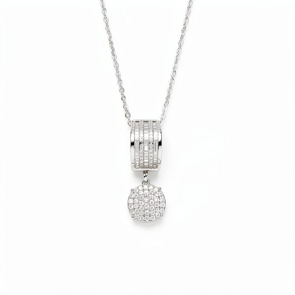 Classic Round Drop Diamond Necklace 14K