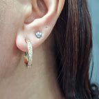 Classic Golden Creole Hoop Diamond Earrings 14K