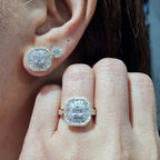 Classic Cushion Paved Golden Diamond Jewelry Set 14K