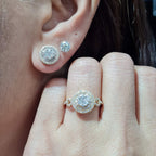 Classic Round Paved Stud Diamond Jewelry Set 14K