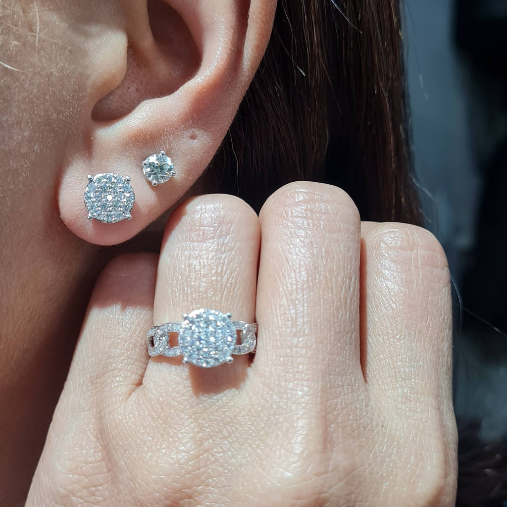 Classic Round Infinity Paved Diamond Jewelry Set 14K